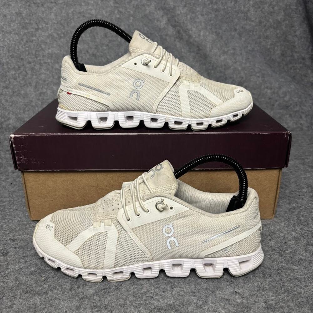 On Cloud 5 All White Mesh Athletic Sneaker Trainer Running Shoes Women Size 8 US